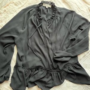 Loft sheer black peplum top size large